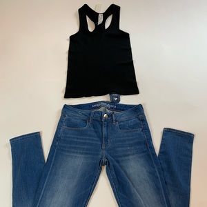 American Eagle high performance jeans and top set